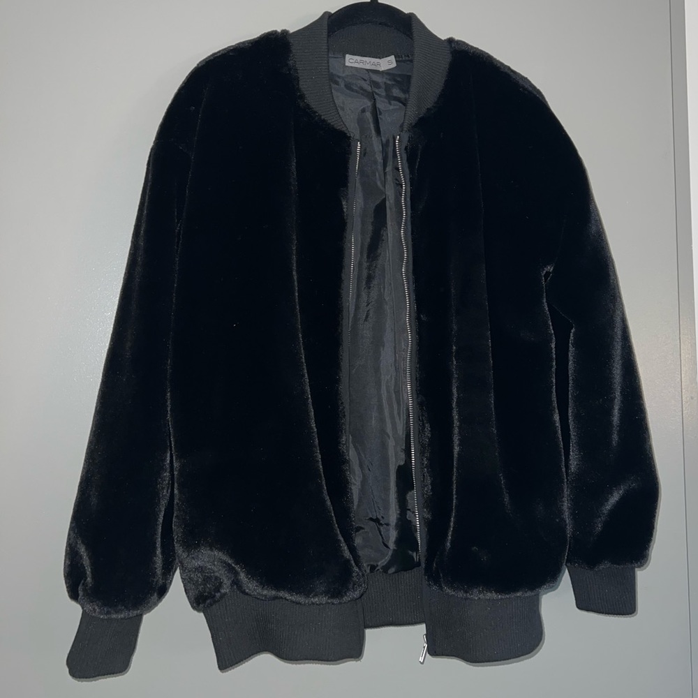 Carmar LF black faux fur bomber jacket